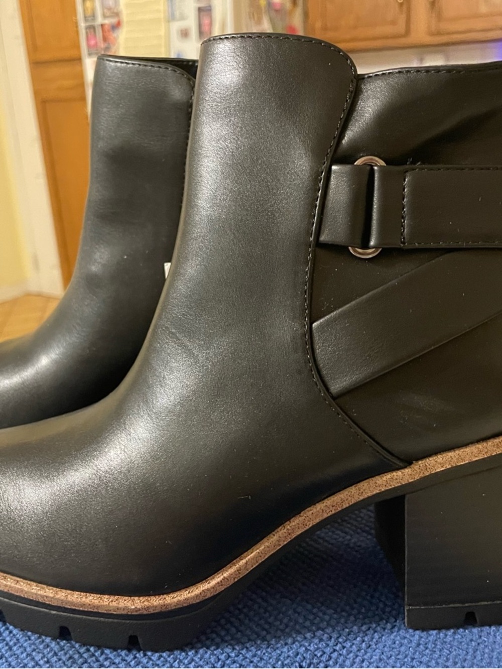 Naturalizer Black Ankle Booties With Stacked Heel